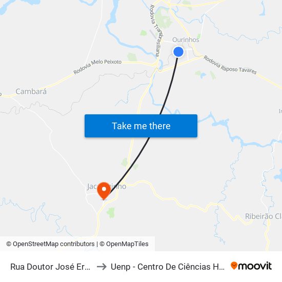 Rua Doutor José Ermírio De Moraes, 534 to Uenp - Centro De Ciências Humanas E Da Educação Cche map