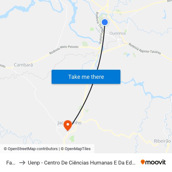 Fatec to Uenp - Centro De Ciências Humanas E Da Educação Cche map