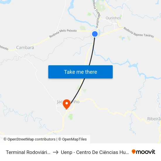 Terminal Rodoviário Marques Do Reis to Uenp - Centro De Ciências Humanas E Da Educação Cche map