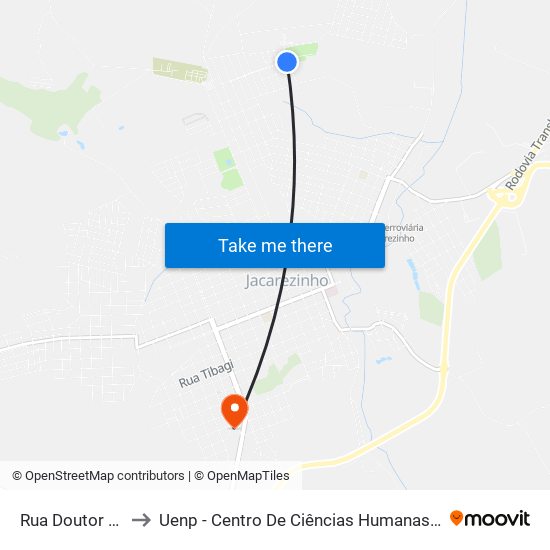 Rua Doutor Tito - Ifpr to Uenp - Centro De Ciências Humanas E Da Educação Cche map