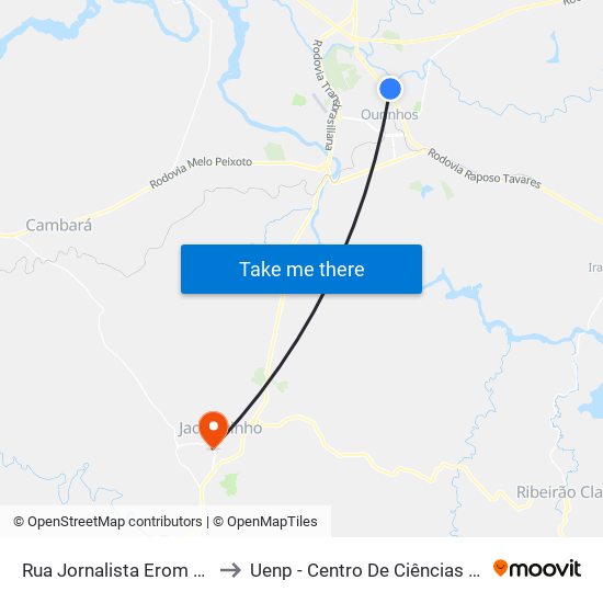 Rua Jornalista Erom Domingues, 473-537 to Uenp - Centro De Ciências Sociais Aplicadas – Ccsa map