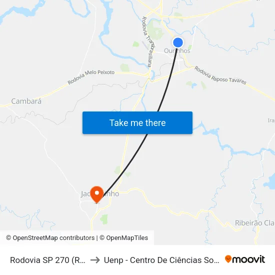 Rodovia SP 270 (Raposo Tavares) to Uenp - Centro De Ciências Sociais Aplicadas – Ccsa map