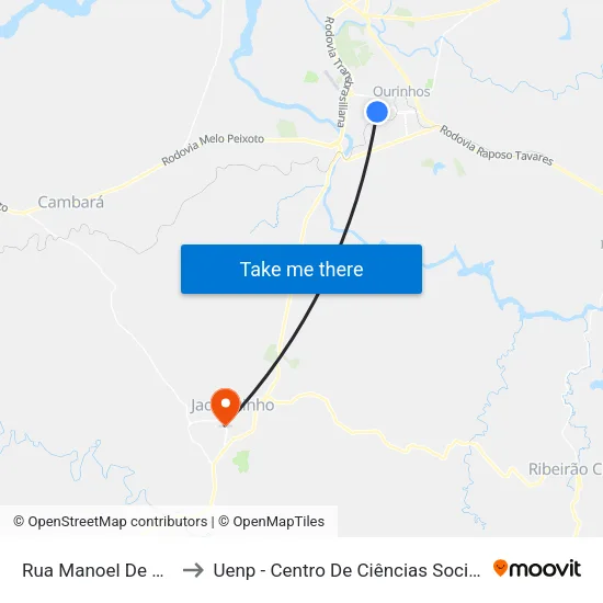Rua Manoel De Borba Gato, 1 to Uenp - Centro De Ciências Sociais Aplicadas – Ccsa map