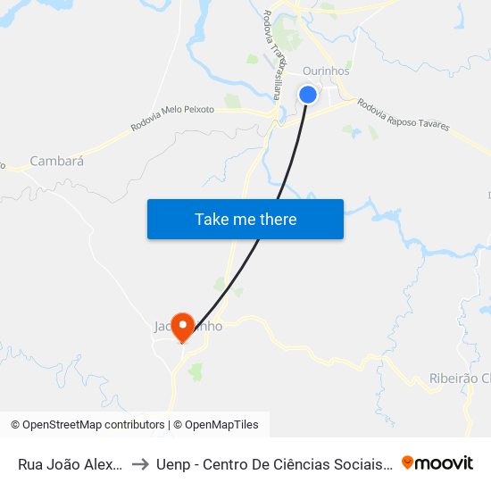 Rua João Alexandre, 85 to Uenp - Centro De Ciências Sociais Aplicadas – Ccsa map