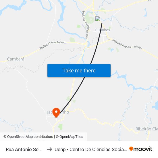 Rua Antônio Segala, 86-168 to Uenp - Centro De Ciências Sociais Aplicadas – Ccsa map