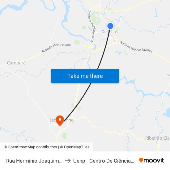 Rua Hermínio Joaquim Dos Remédios, 50-106 to Uenp - Centro De Ciências Sociais Aplicadas – Ccsa map