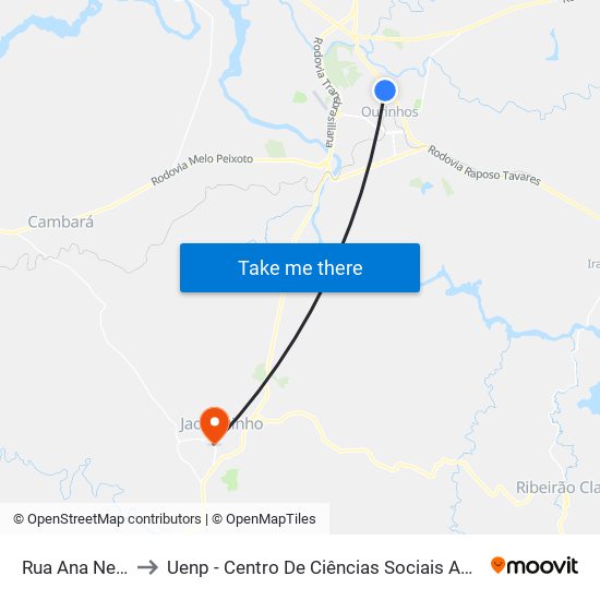 Rua Ana Neri, 210 to Uenp - Centro De Ciências Sociais Aplicadas – Ccsa map