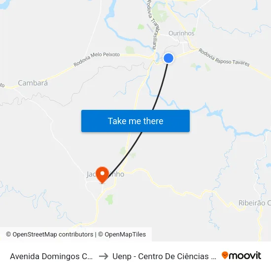 Avenida Domingos Carmelingo Caló, 3484 to Uenp - Centro De Ciências Sociais Aplicadas – Ccsa map