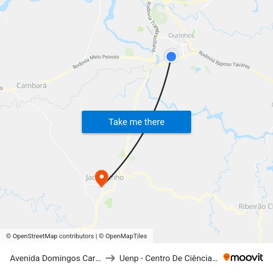 Avenida Domingos Carmelingo Caló, 2827-2865 to Uenp - Centro De Ciências Sociais Aplicadas – Ccsa map