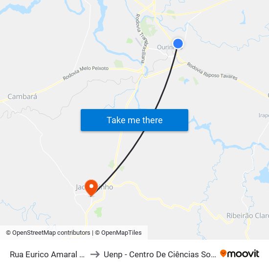 Rua Eurico Amaral Dos Santos, 612 to Uenp - Centro De Ciências Sociais Aplicadas – Ccsa map