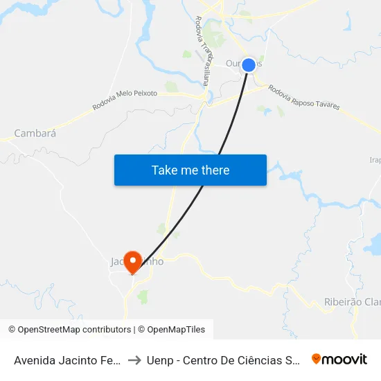 Avenida Jacinto Ferreira De Sá, 986 to Uenp - Centro De Ciências Sociais Aplicadas – Ccsa map
