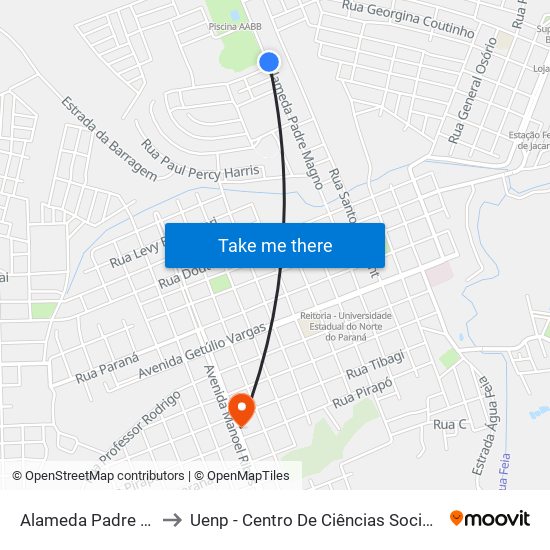 Alameda Padre Magno, 701 to Uenp - Centro De Ciências Sociais Aplicadas – Ccsa map