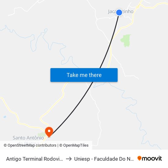 Antigo Terminal Rodoviário De Jacarezinho to Uniesp - Faculdade Do Norte Pioneiro Fanorpi map