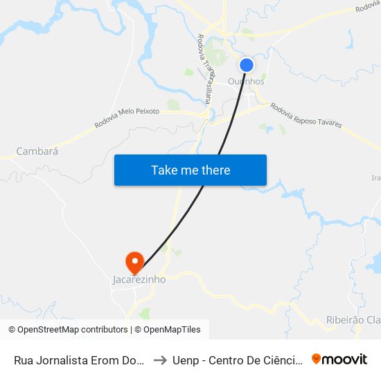 Rua Jornalista Erom Domingues, 473-537 to Uenp - Centro De Ciências Da Saúde - Ccs map