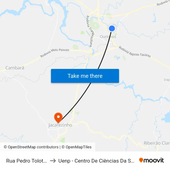 Rua Pedro Toloto, 257 to Uenp - Centro De Ciências Da Saúde - Ccs map