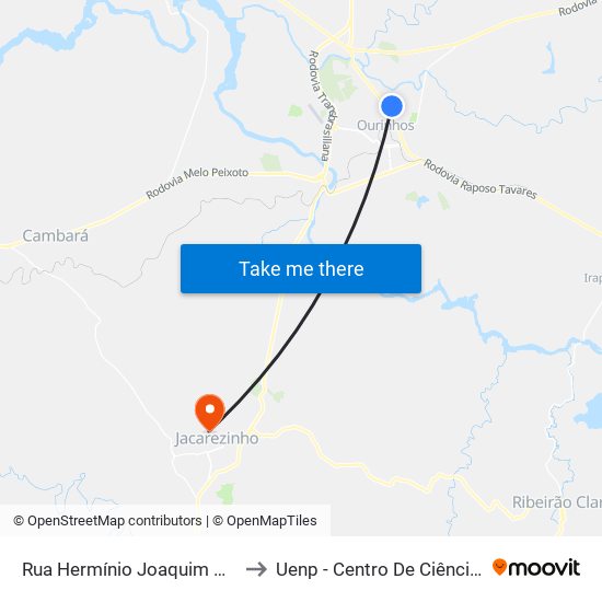 Rua Hermínio Joaquim Dos Remédios, 350 to Uenp - Centro De Ciências Da Saúde - Ccs map