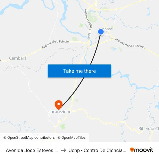 Avenida José Esteves Mano Filho, 47 to Uenp - Centro De Ciências Da Saúde - Ccs map