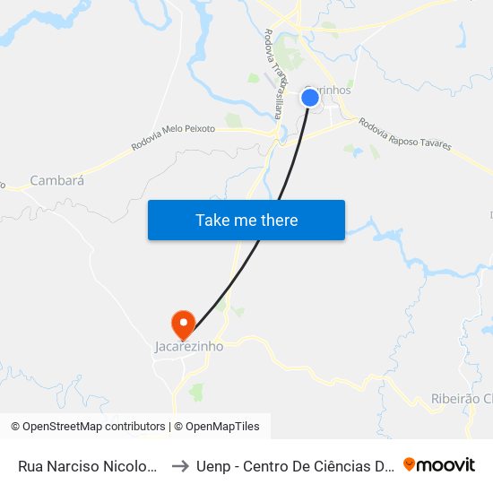 Rua Narciso Nicolosi, 703-793 to Uenp - Centro De Ciências Da Saúde - Ccs map