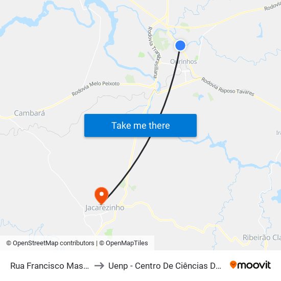 Rua Francisco Masieiro, 414 to Uenp - Centro De Ciências Da Saúde - Ccs map