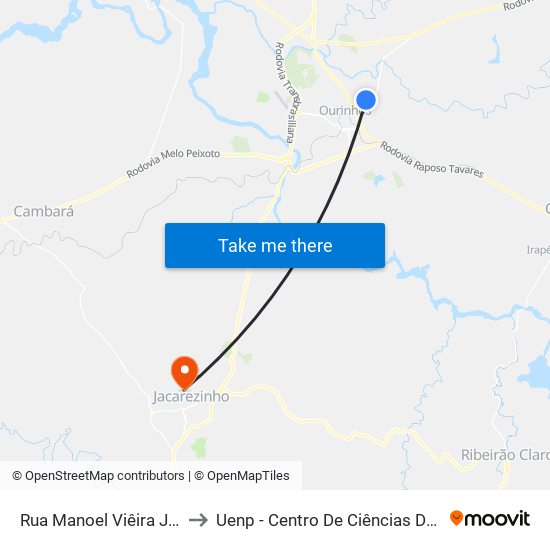 Rua Manoel Viêira Júnior, 882 to Uenp - Centro De Ciências Da Saúde - Ccs map