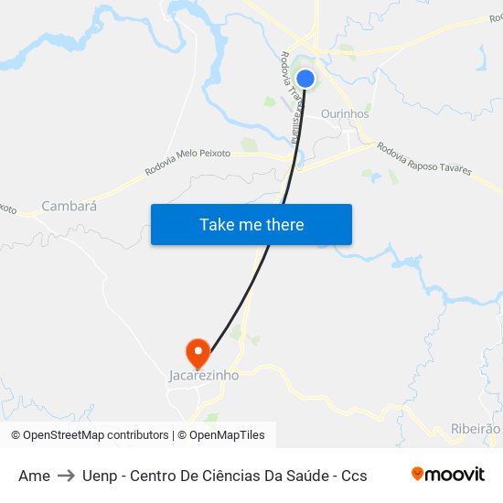 Ame to Uenp - Centro De Ciências Da Saúde - Ccs map