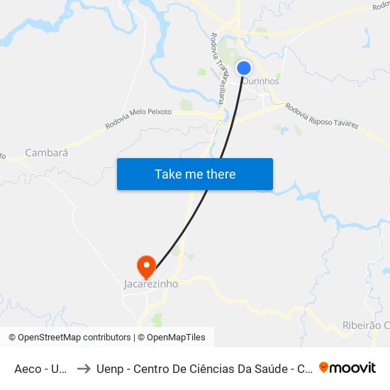 Aeco - Upa to Uenp - Centro De Ciências Da Saúde - Ccs map