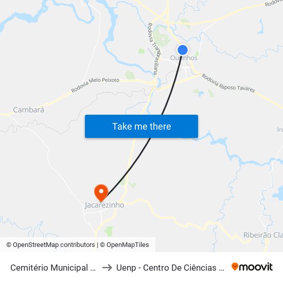 Cemitério Municipal De Ourinhos to Uenp - Centro De Ciências Da Saúde - Ccs map