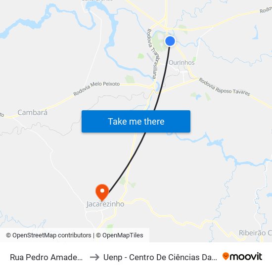 Rua Pedro Amadeu, 2-1164 to Uenp - Centro De Ciências Da Saúde - Ccs map