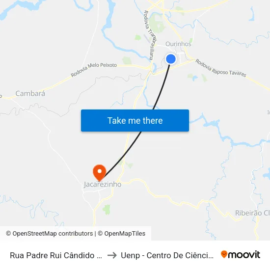 Rua Padre Rui Cândido Da Silva, 372-440 to Uenp - Centro De Ciências Da Saúde - Ccs map
