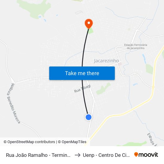 Rua João Ramalho - Terminal Rodoviário De Jacarezinho to Uenp - Centro De Ciências Da Saúde - Ccs map