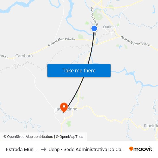 Estrada Municipal, 351 to Uenp - Sede Administrativa Do Campus De Jacarezinho map