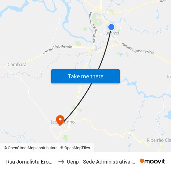 Rua Jornalista Erom Domingues, 20-64 to Uenp - Sede Administrativa Do Campus De Jacarezinho map