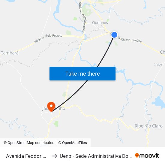Avenida Feodor Gurtovenco, 771 to Uenp - Sede Administrativa Do Campus De Jacarezinho map