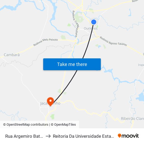 Rua Argemiro Batista Das Neves, 333 to Reitoria Da Universidade Estadual Do Norte Do Paraná - Uenp map