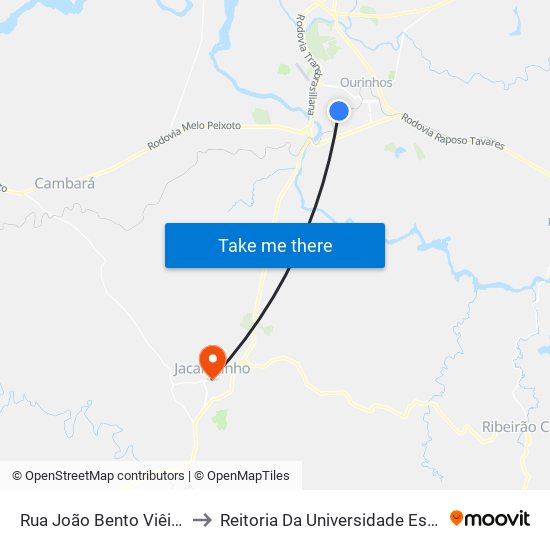 Rua João Bento Viêira Da Silva Neto, 462-520 to Reitoria Da Universidade Estadual Do Norte Do Paraná - Uenp map