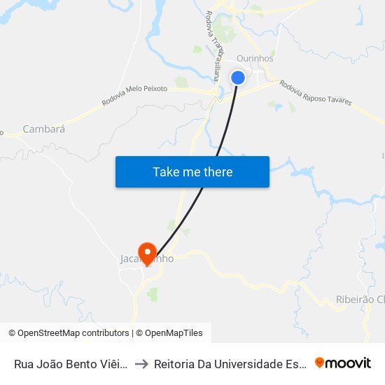 Rua João Bento Viêira Da Silva Neto, 124-182 to Reitoria Da Universidade Estadual Do Norte Do Paraná - Uenp map