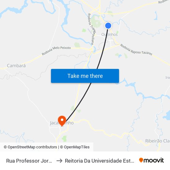 Rua Professor Jorge Herkhrath, 173-205 to Reitoria Da Universidade Estadual Do Norte Do Paraná - Uenp map