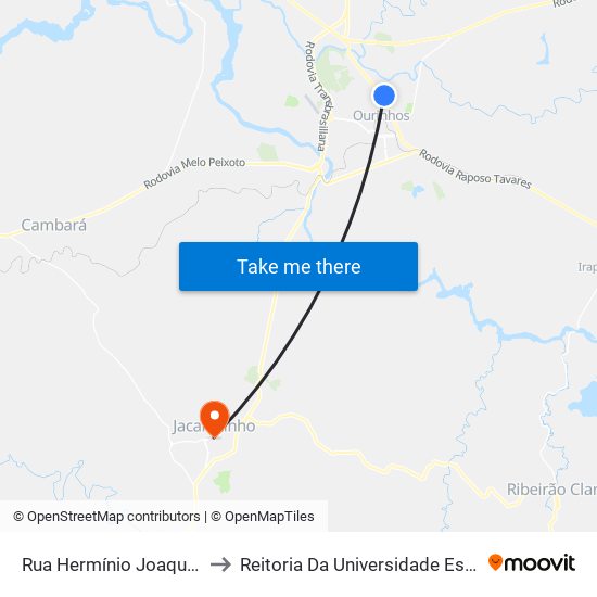 Rua Hermínio Joaquim Dos Remédios, 50-106 to Reitoria Da Universidade Estadual Do Norte Do Paraná - Uenp map