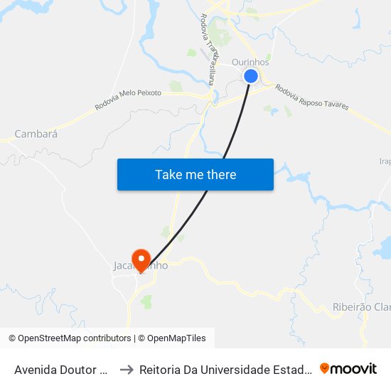 Avenida Doutor Altíno Arantes, 874 to Reitoria Da Universidade Estadual Do Norte Do Paraná - Uenp map