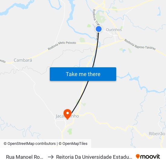 Rua Manoel Robles Godói, 1-87 to Reitoria Da Universidade Estadual Do Norte Do Paraná - Uenp map