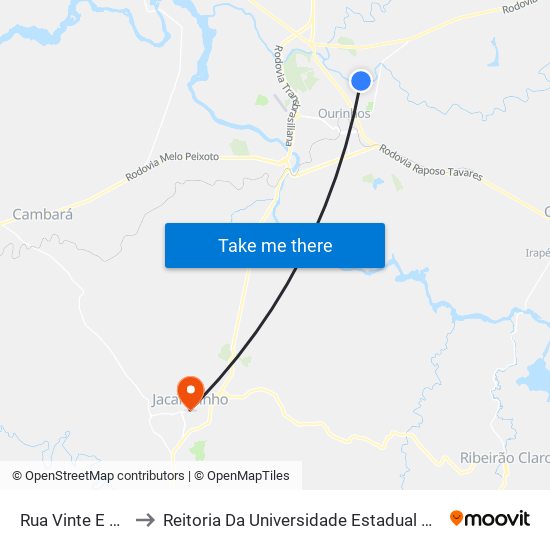 Rua Vinte E Quatro, 162 to Reitoria Da Universidade Estadual Do Norte Do Paraná - Uenp map