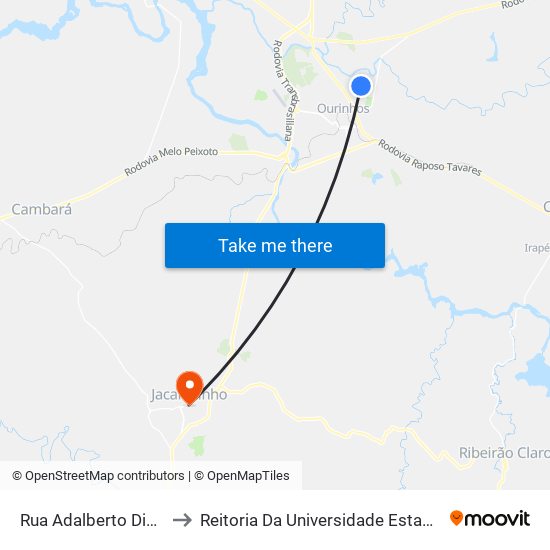Rua Adalberto Dias Bogato, 132-180 to Reitoria Da Universidade Estadual Do Norte Do Paraná - Uenp map