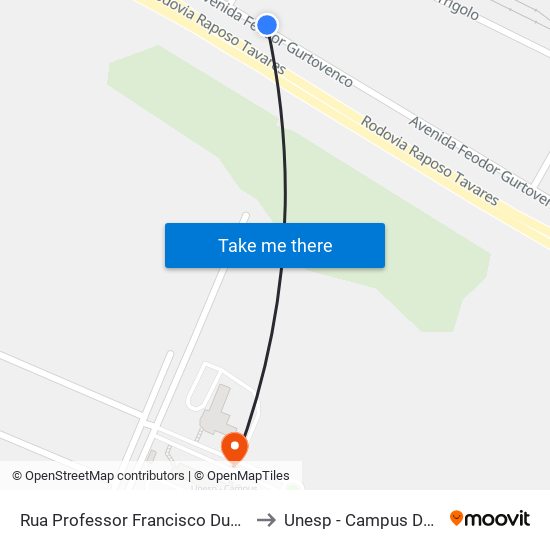 Rua Professor Francisco Duas Megrad, 71 to Unesp - Campus De Ourinhos map