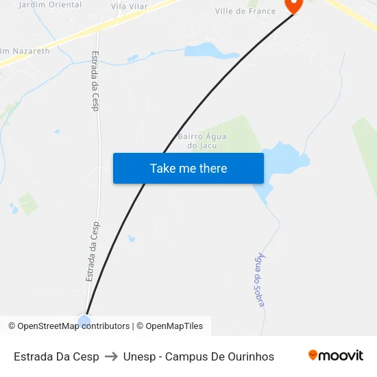 Estrada Da Cesp to Unesp - Campus De Ourinhos map