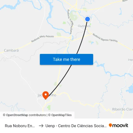 Rua Noboru Endo, 250-372 to Uenp - Centro De Ciências Sociais Aplicadas - Ccsa map