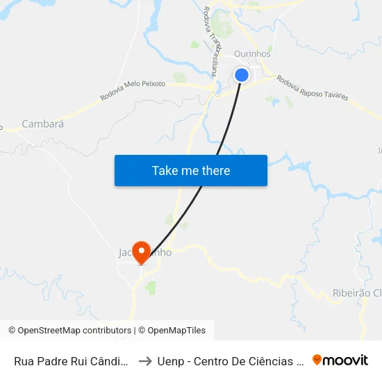 Rua Padre Rui Cândido Da Silva, 372-440 to Uenp - Centro De Ciências Sociais Aplicadas - Ccsa map