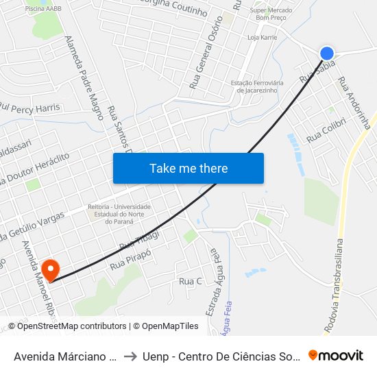 Avenida Márciano De Barros, 505 to Uenp - Centro De Ciências Sociais Aplicadas - Ccsa map