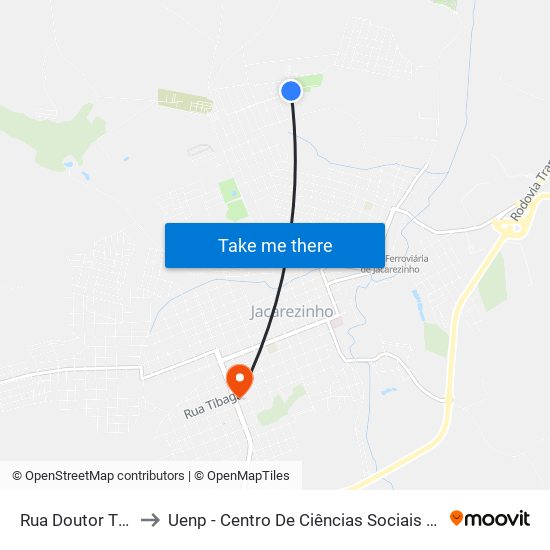 Rua Doutor Tito - Ifpr to Uenp - Centro De Ciências Sociais Aplicadas - Ccsa map