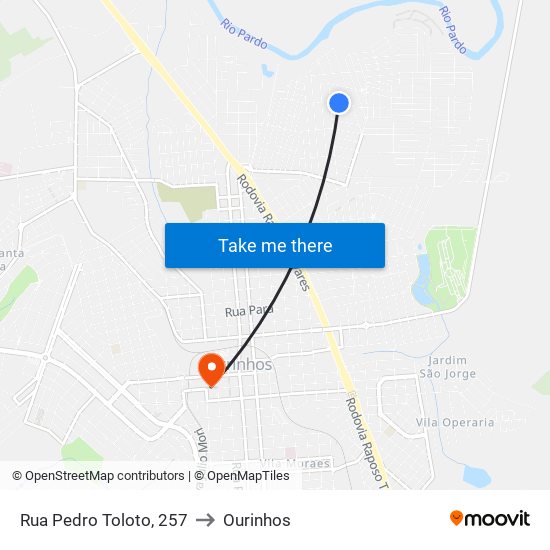 Rua Pedro Toloto, 257 to Ourinhos map