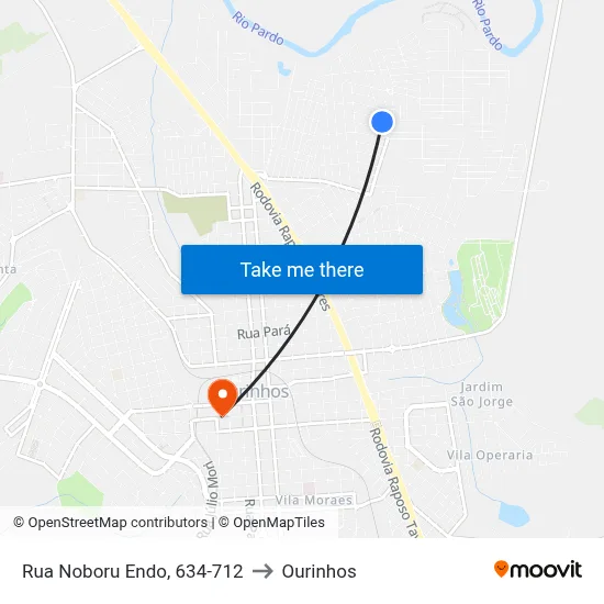 Rua Noboru Endo, 634-712 to Ourinhos map